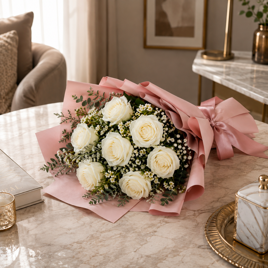 Sorry Bouquet of White Roses
