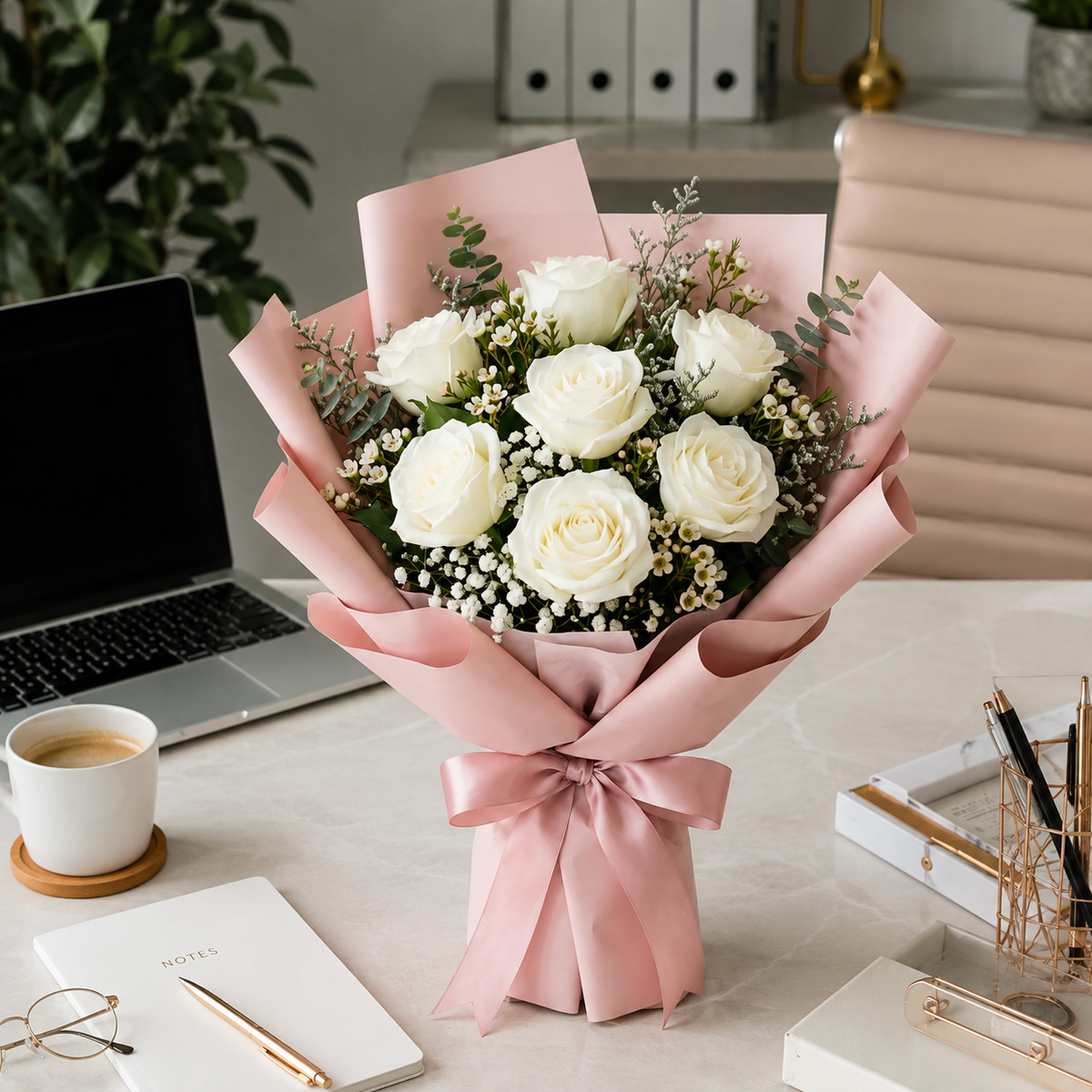 Sorry Bouquet of White Roses