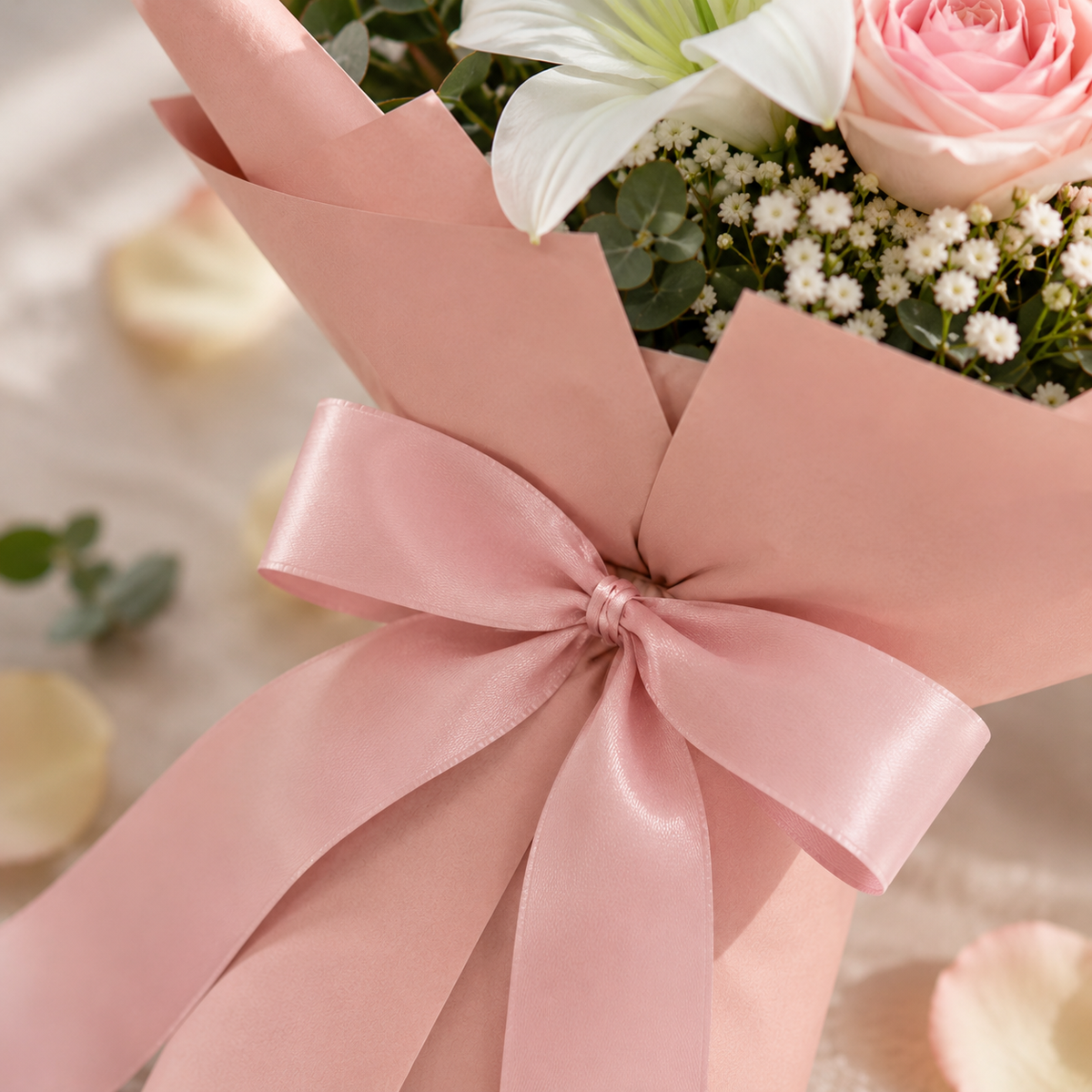 Sorry Bouquet with Pink Roses & White Lilies