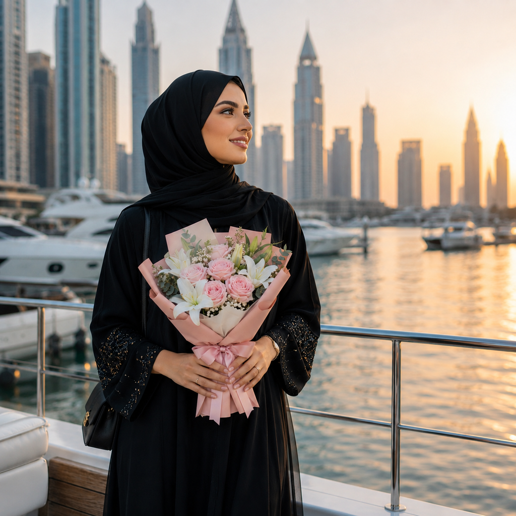 Sorry Bouquet with Pink Roses & White Lilies