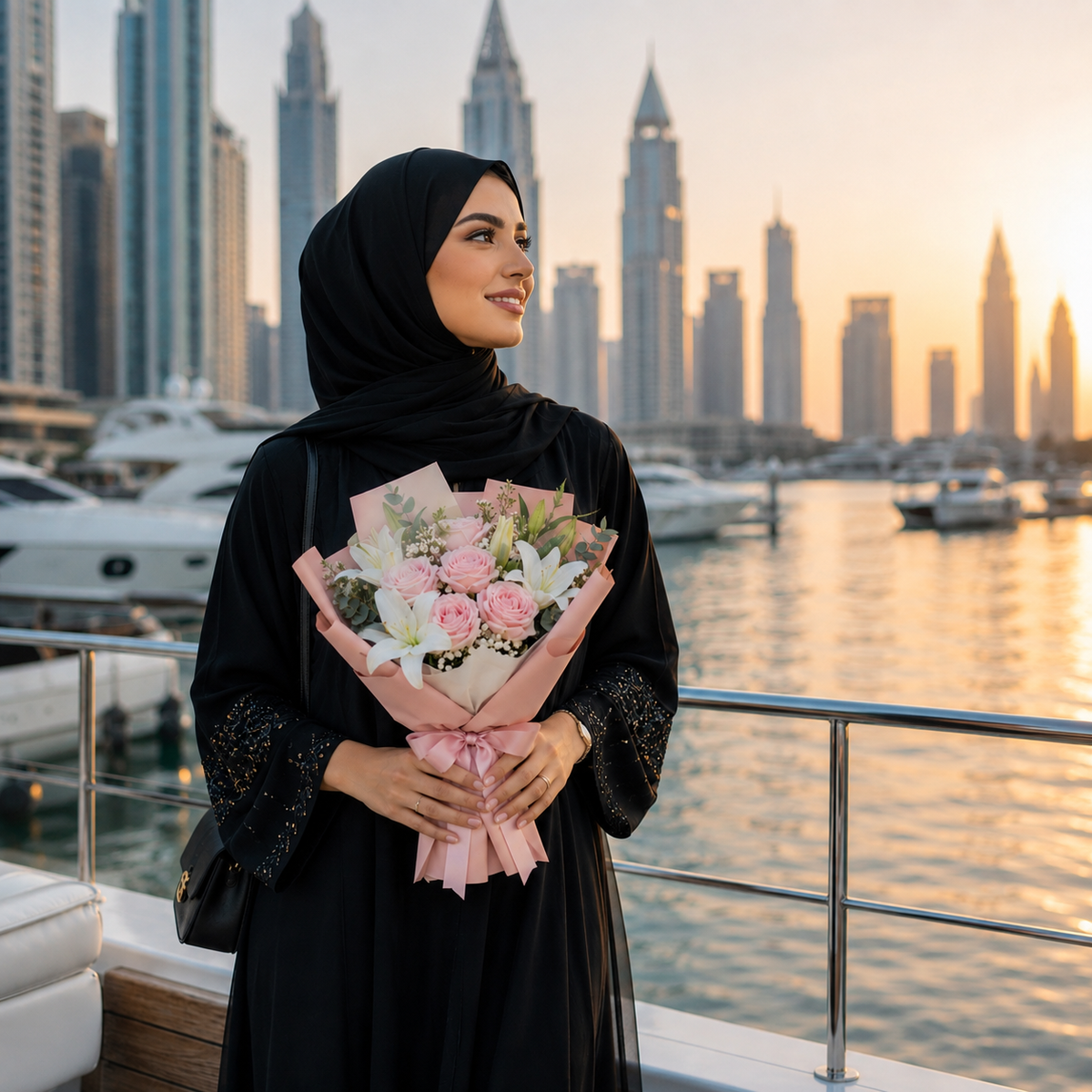 Sorry Bouquet with Pink Roses & White Lilies