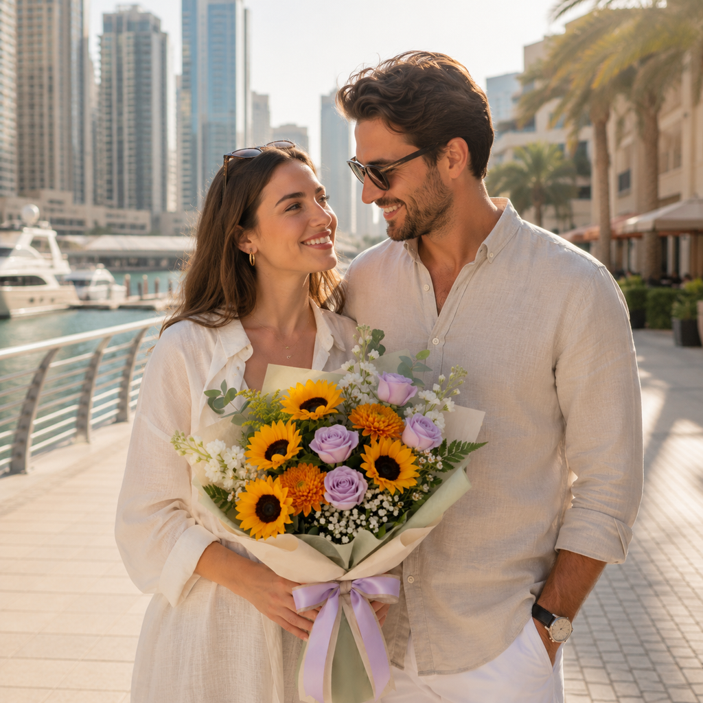 Sunflowers & Lavender Roses Bouquet to Brighten Their Day – photo 2