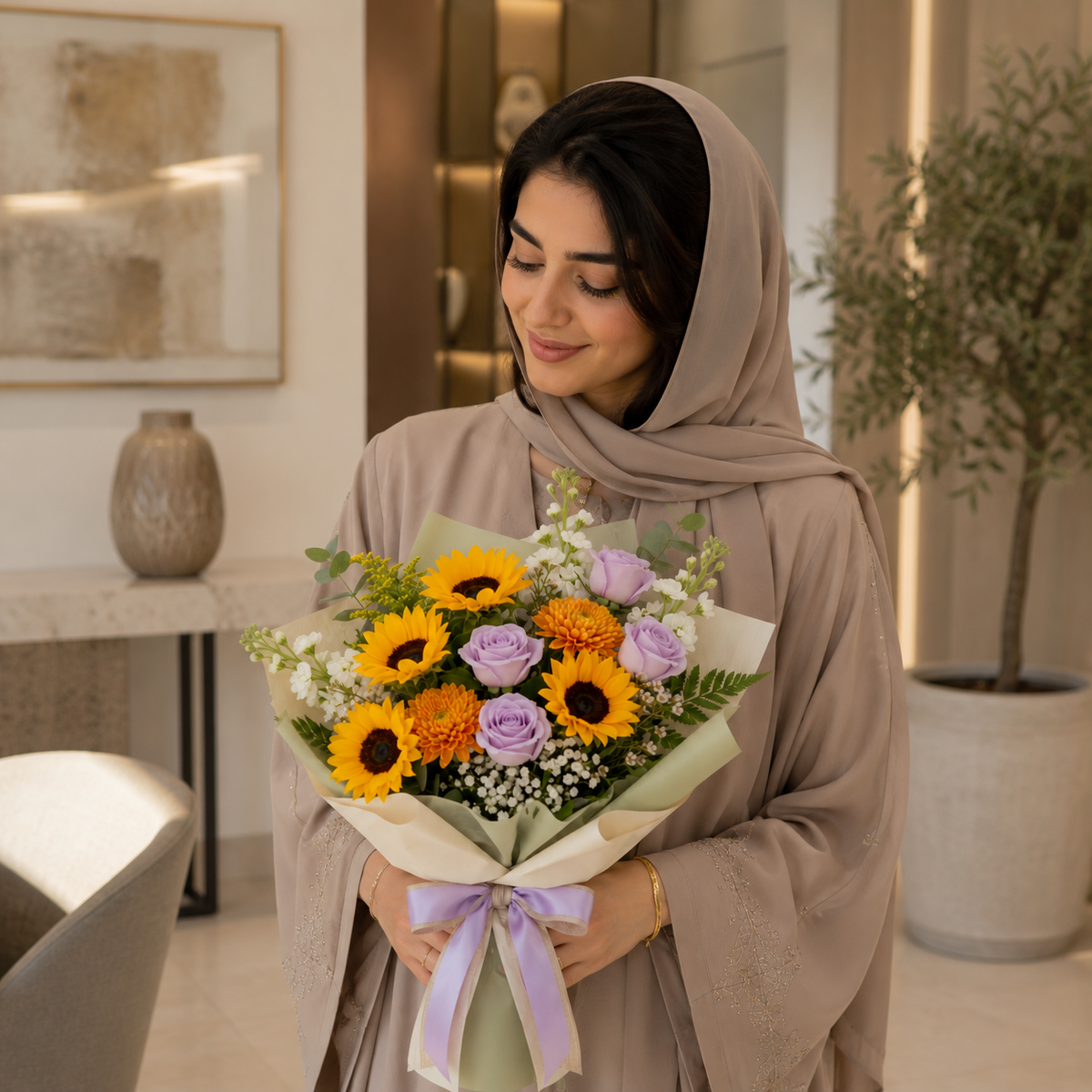 Sunflowers & Lavender Roses Bouquet to Brighten Their Day – photo 3