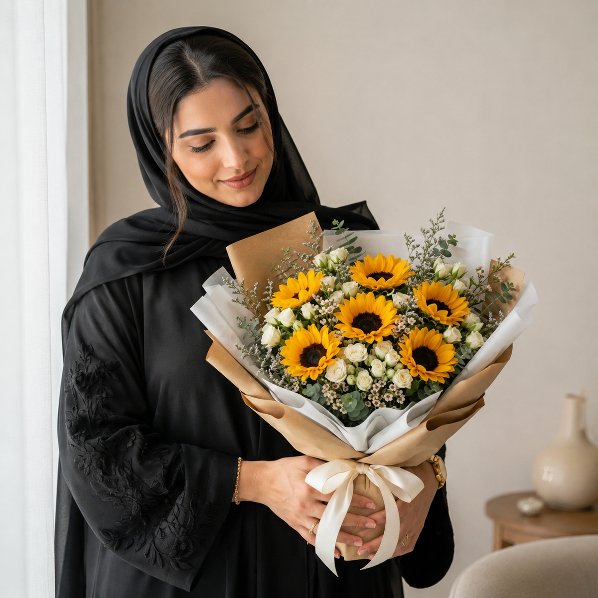 Sunshine Message Sunflowers & Baby Roses Bouquet