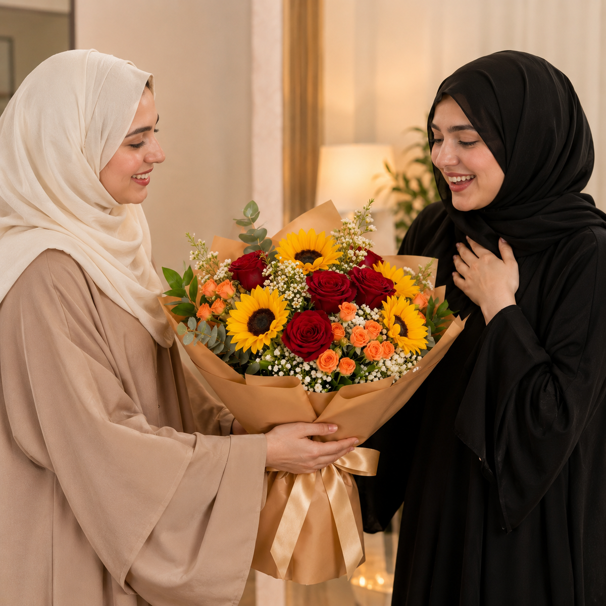 Warm Miss You Bouquet with Red Roses & Sunflowers – photo 2