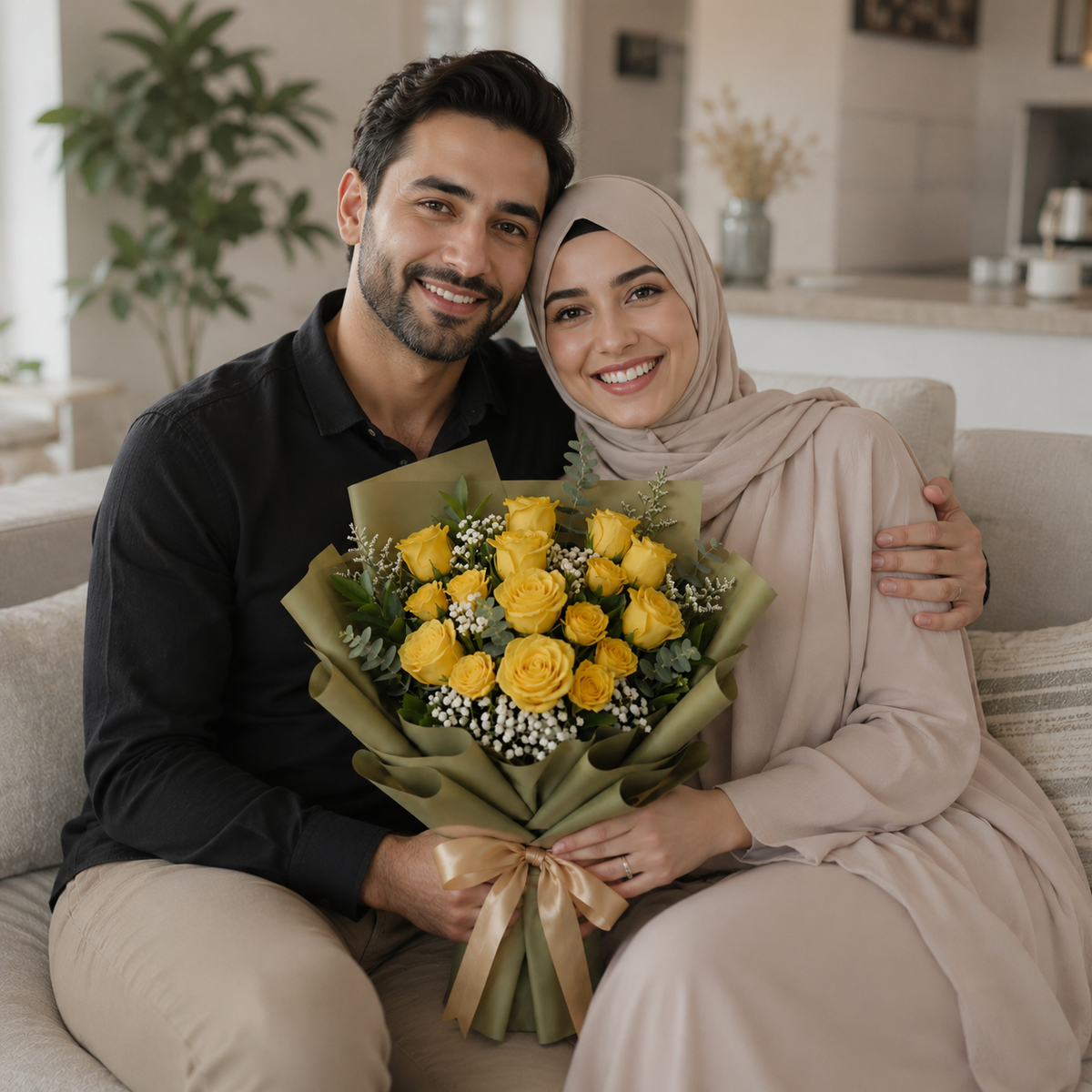 Warm Miss You Gesture with Yellow Roses – photo 3