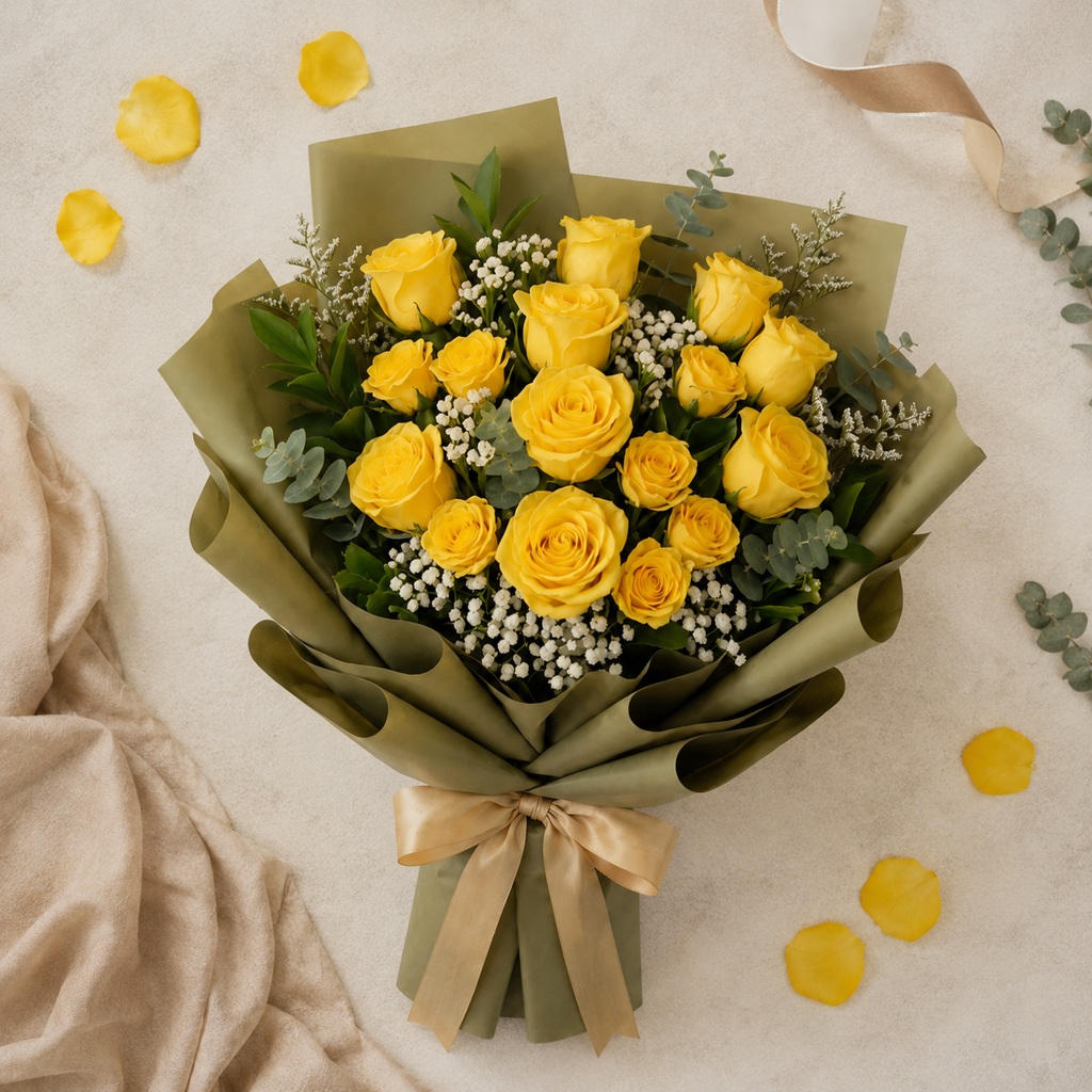 Warm Miss You Gesture with Yellow Roses – photo 4