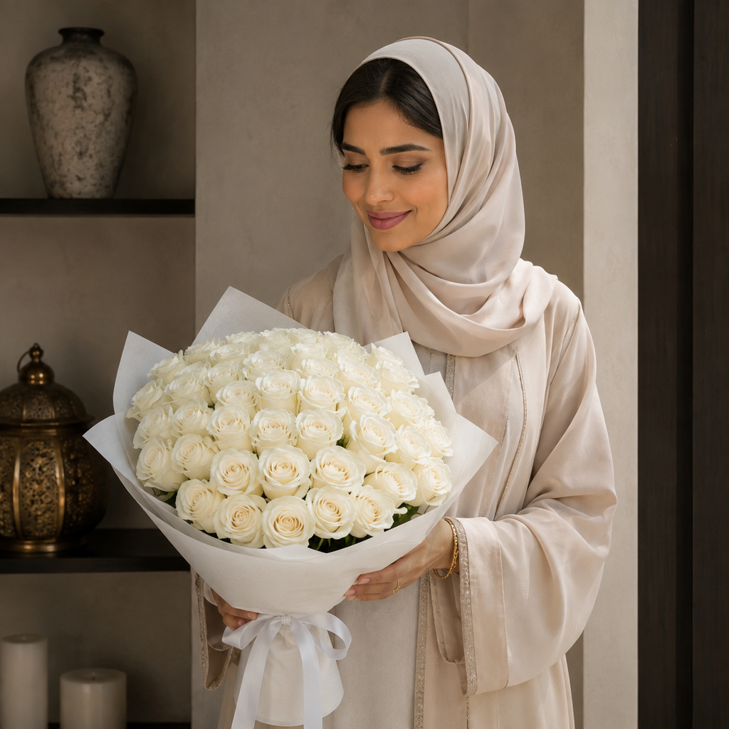 White Bliss Bridal Bouquet of 31 White Roses