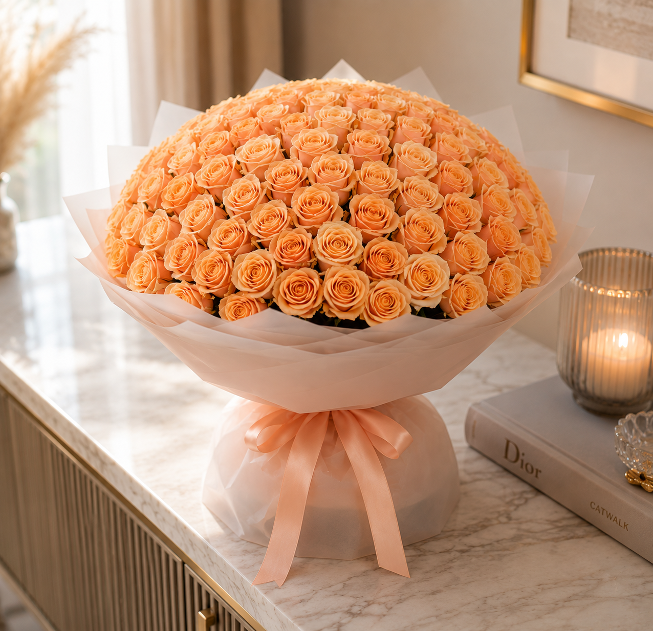 Sweet Peach Love-500 Peach Roses