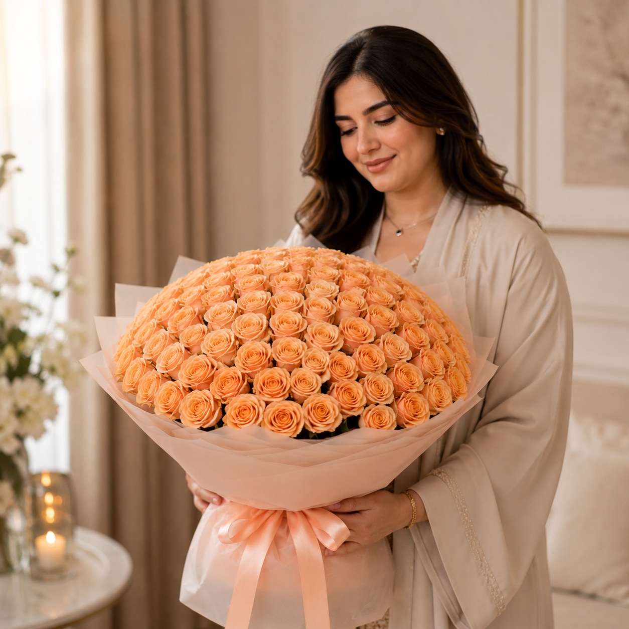 Sweet Peach Love-500 Peach Roses
