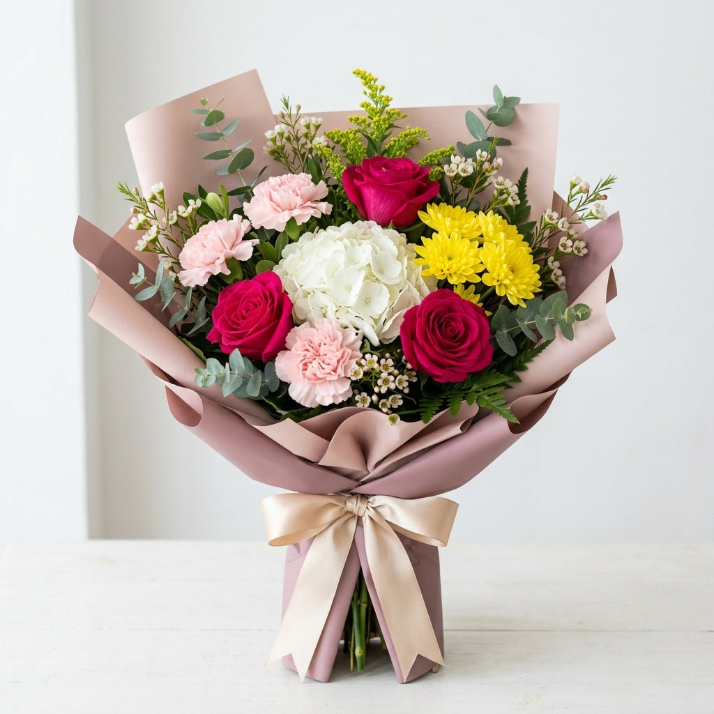 Teacher’s Day Pink Roses & Yellow Chrysanthemum Appreciation Bouquet