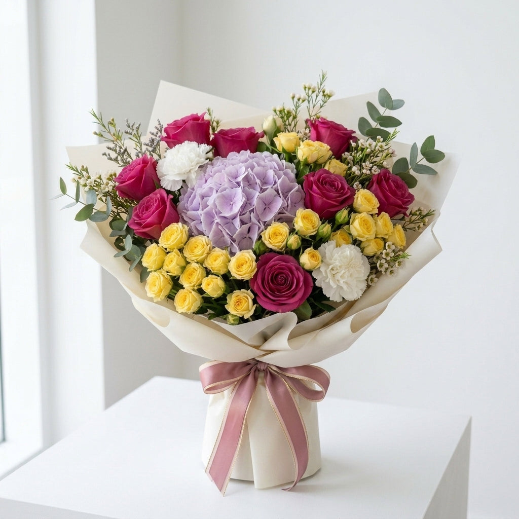 Miss You Bouquet with Roses & Hydrangea