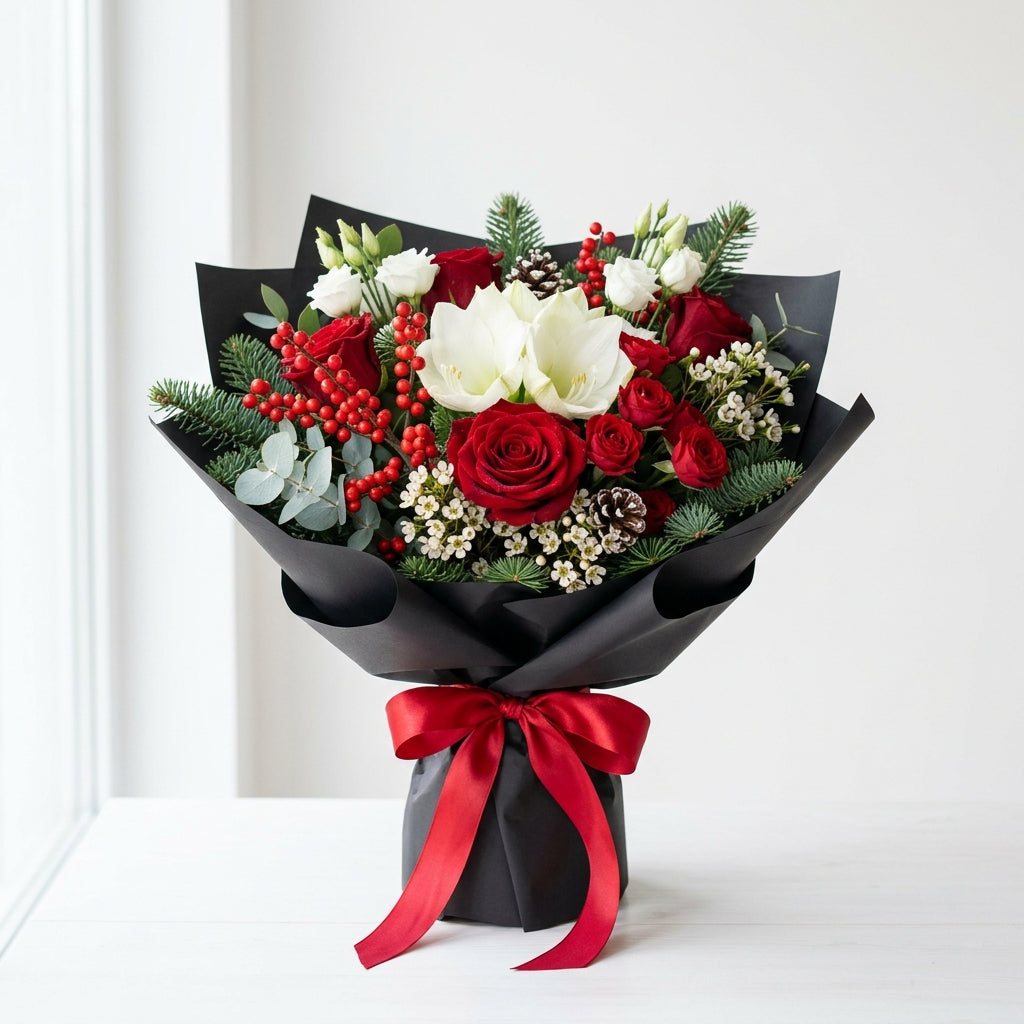 Classic Christmas Red & White Flower Arrangement