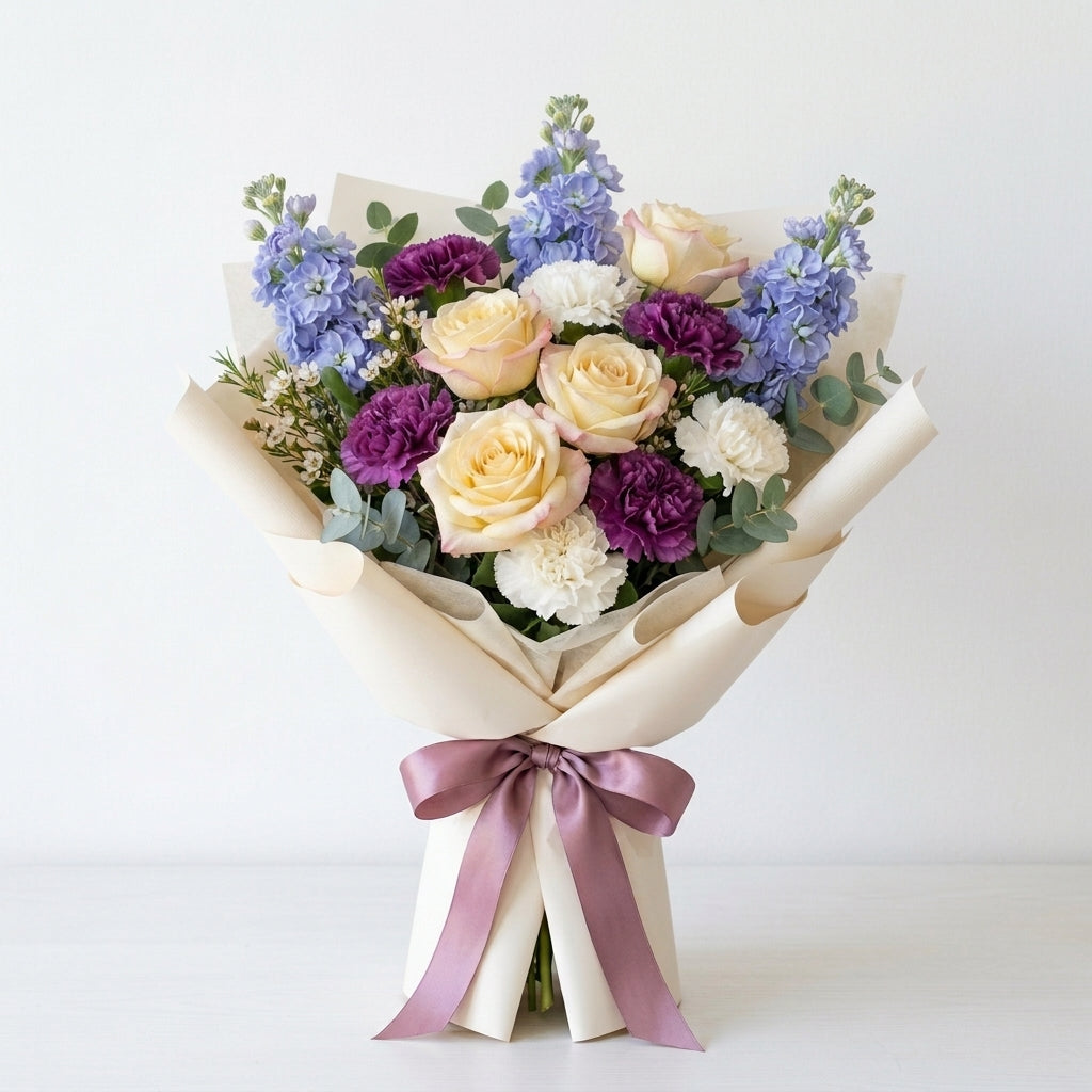 Housewarming Peach Roses & Mixed Carnation Bouquet