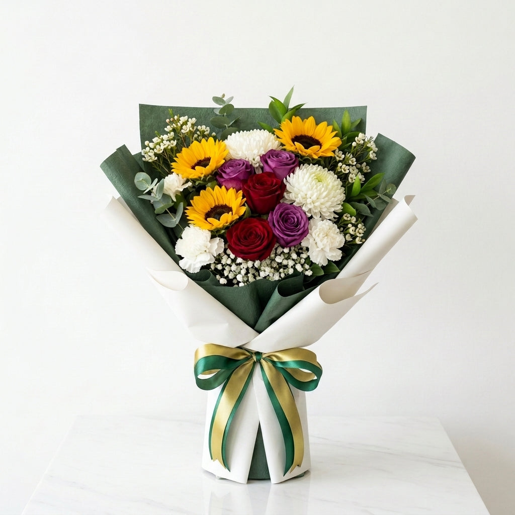 Hajj Mubarak Sunflowers & Mixed Roses Bouquet