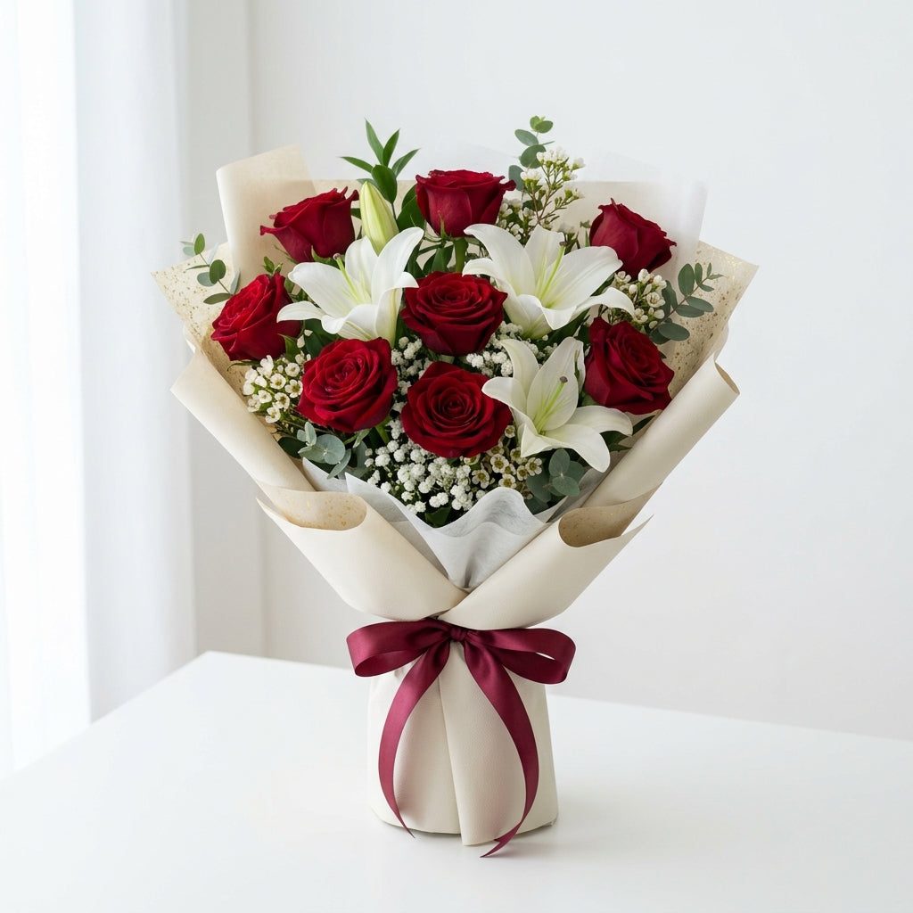 Colorful Carnations, Blue Matthiola & Baby Roses New Year Bouquet