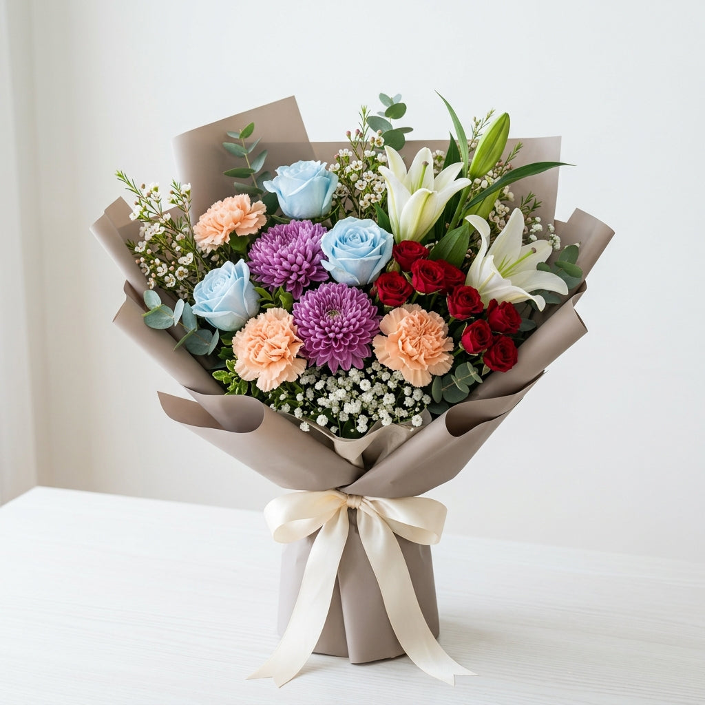 Teacher’s Day Blue Roses & Mixed Flower Appreciation Bouquet