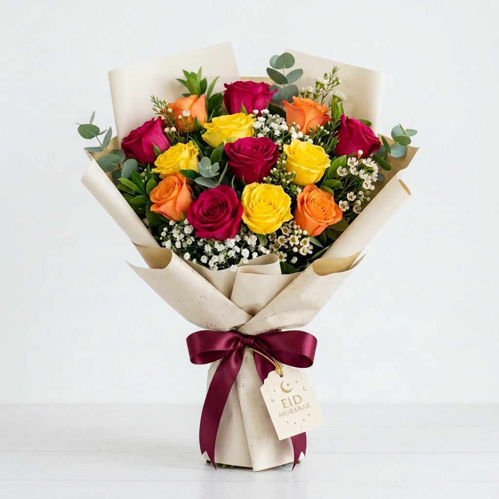 Eid Al Fitr Mixed Roses Celebration Bouquet