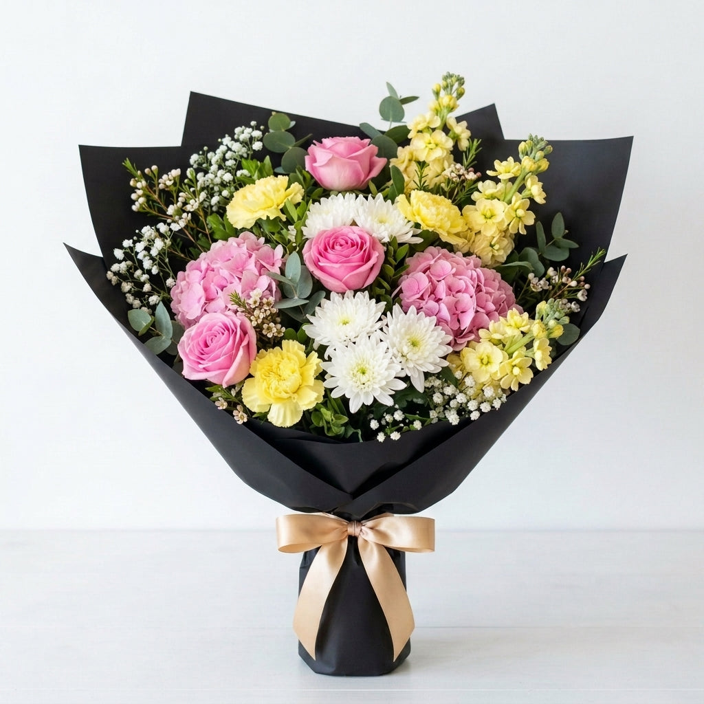 Graduation Pink Roses & Yellow Carnations Achievement Bouquet