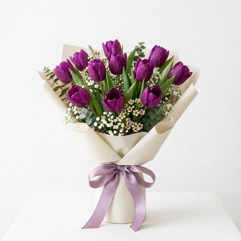 Graceful Purple Tulip Apology Bouquet