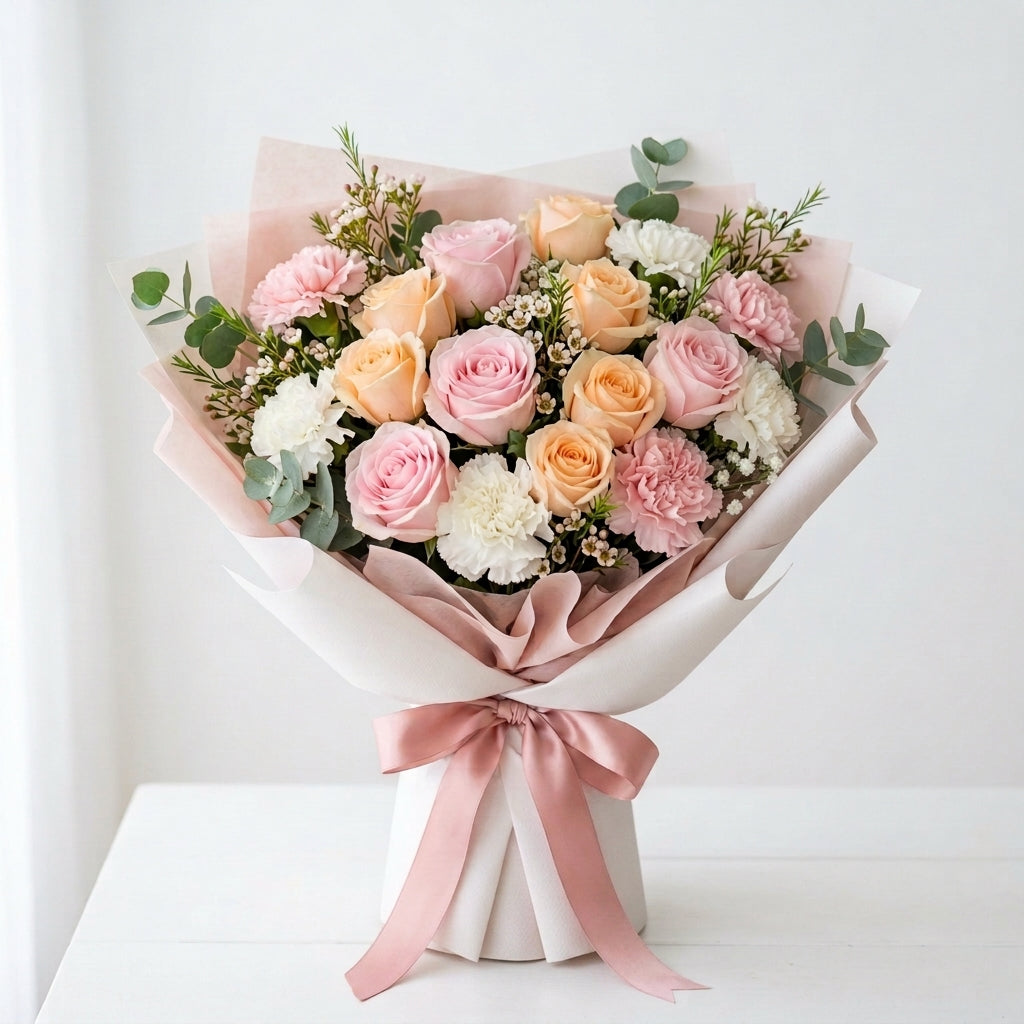 Celebrate Eid Al Adha with Pink Roses & Carnations Bouquet