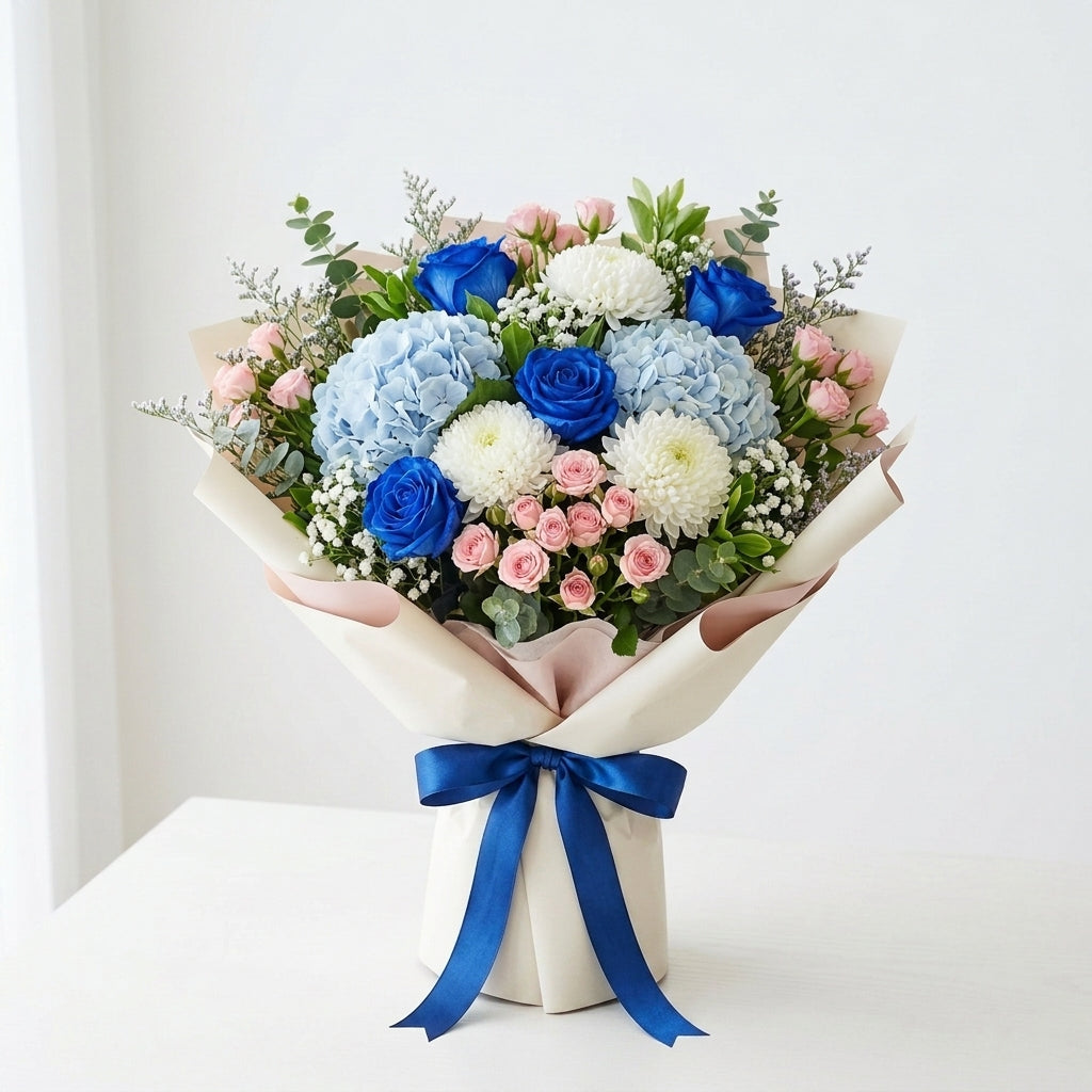 Father’s Day Blue Roses & Hydrangea Signature Bouquet