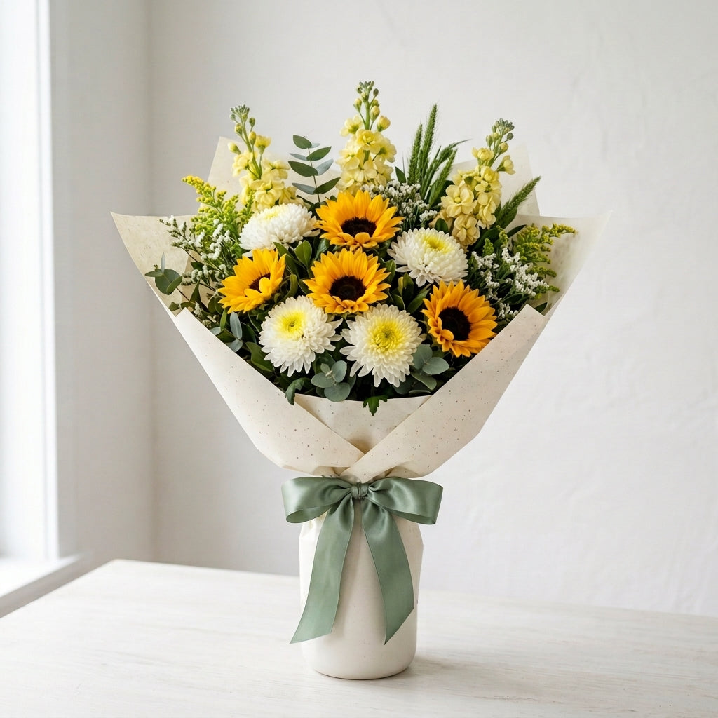 Teacher’s Day Sunflower & Yellow Matthiola Appreciation Bouquet