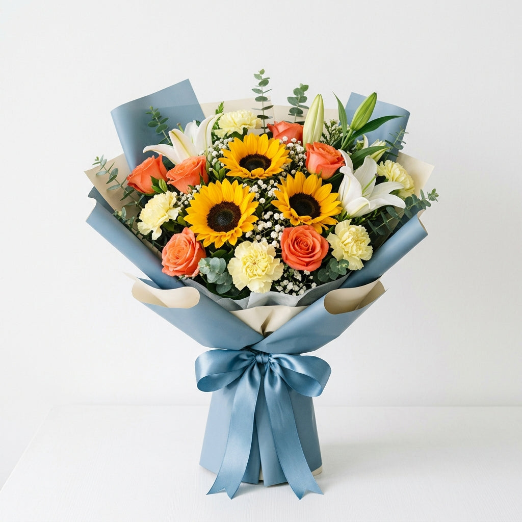 Golden Harvest Eid Al Adha Bouquet with Sunflowers & Lilies