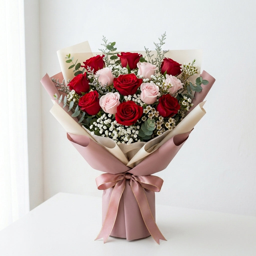 Romantic Red & Pink Roses I'm Sorry Bouquet