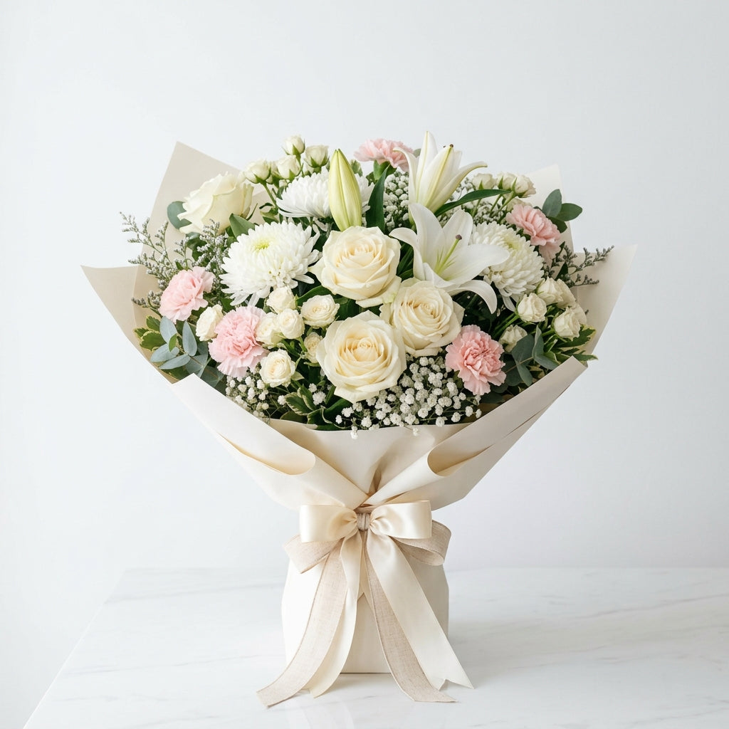 Elegant White Roses & Baby Roses Eid Al Adha Floral Gift