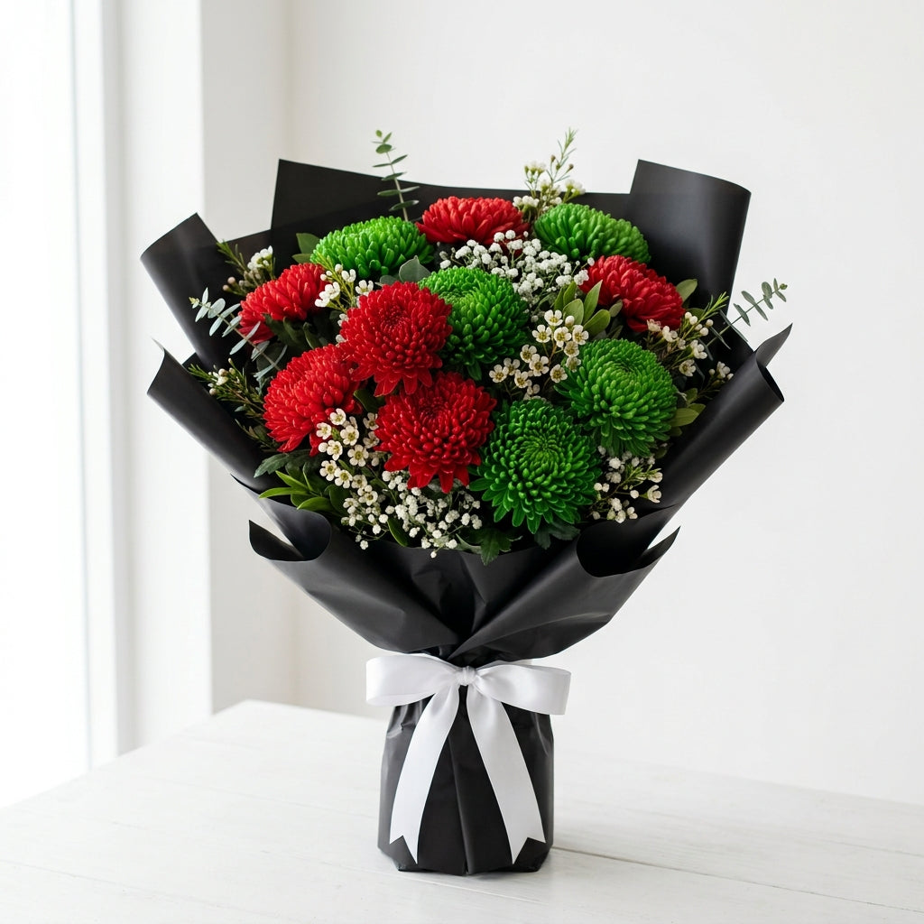 Proud UAE National Day Red & Green Chrysanthemum Bouquet