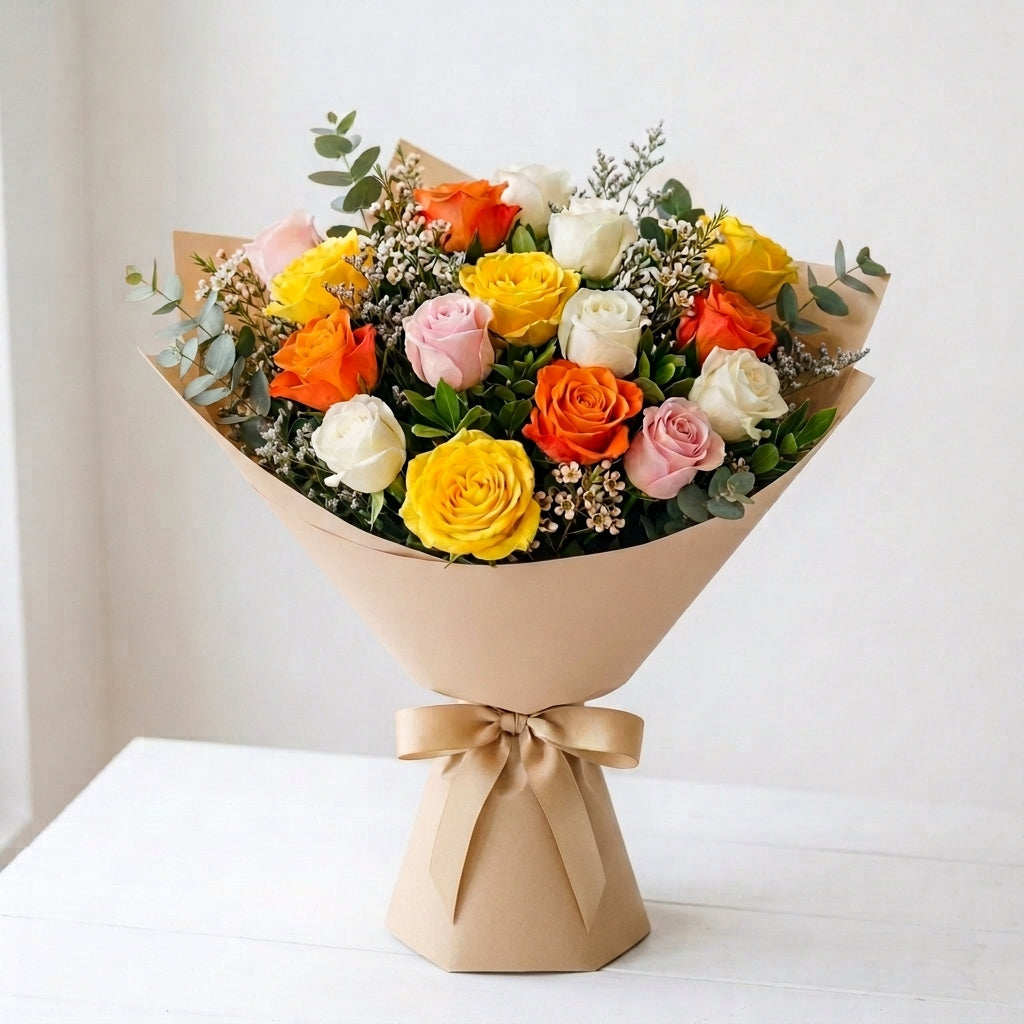 Festive Diwali Multicolor Rose Flower Bouquet
