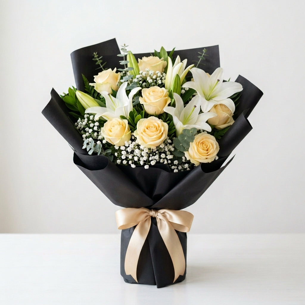 Graduation Yellow Roses & White Lilies Success Bouquet