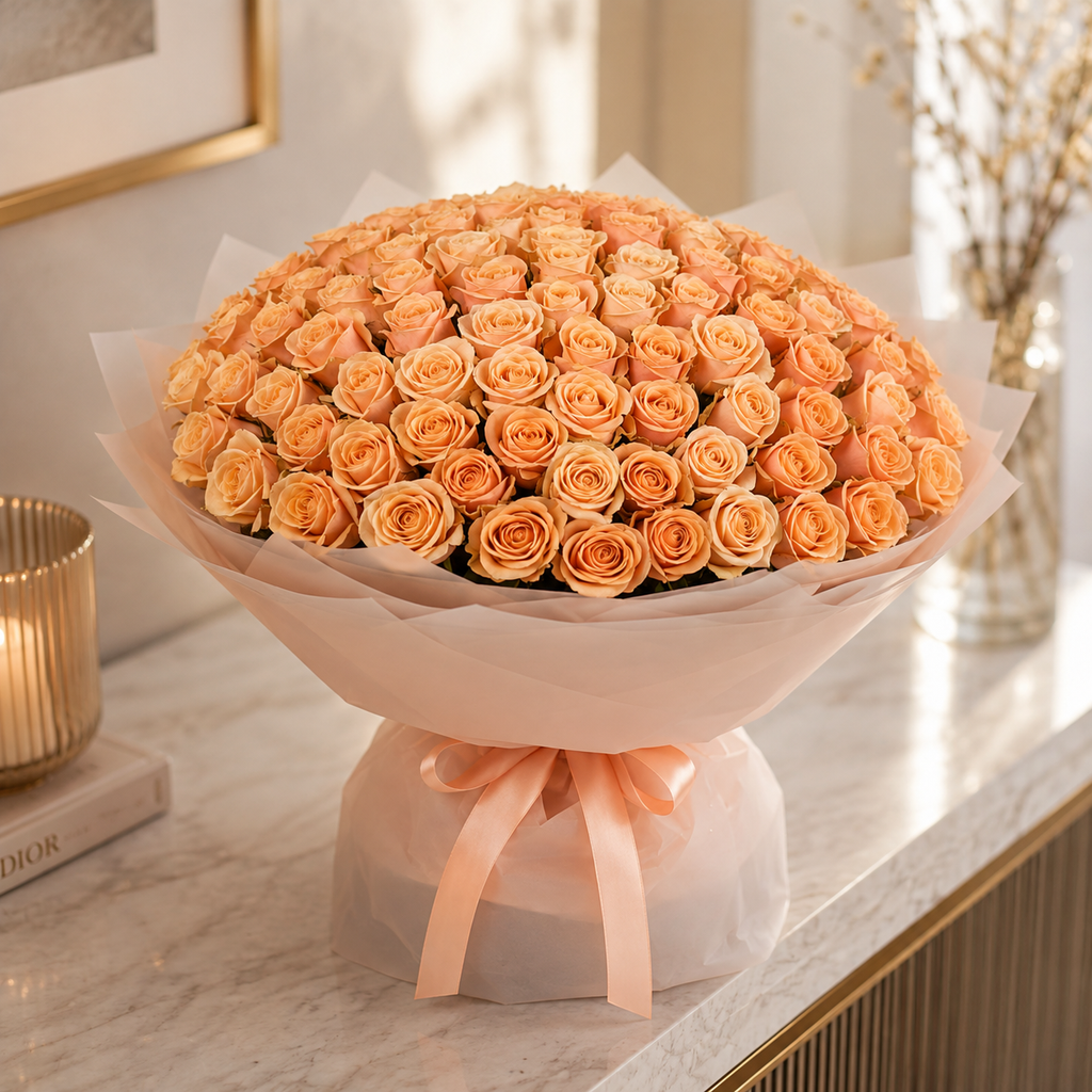 Sweet Peach Love-500 Peach Roses